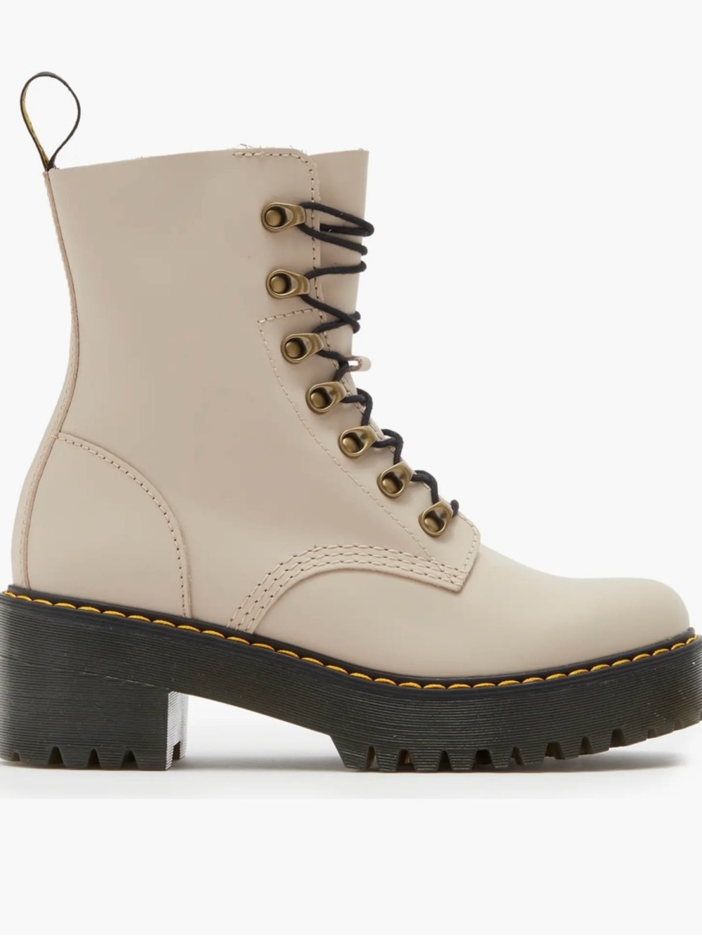 Dr. Martens Cream Lace-Up Platform Combat Boot